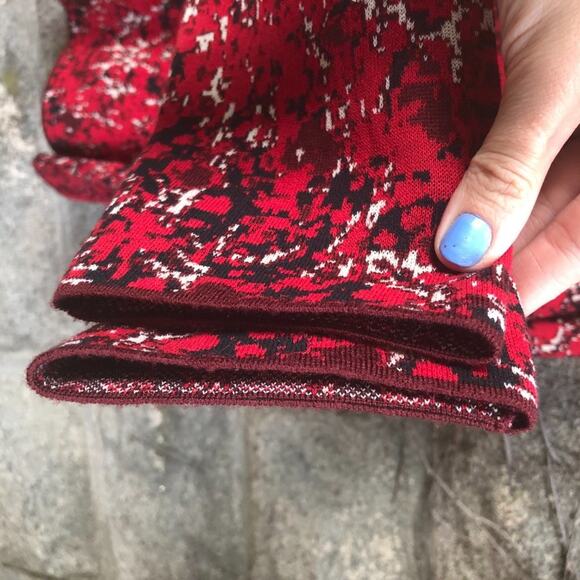 M Missoni Pullover Boxy Jacquard Red & Black Sweater Crew Neck Medium - Picture 9 of 11